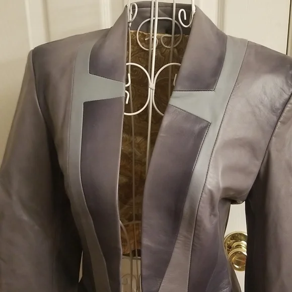 Gorgeous multicolored gray leather jacket XS - Picture 2 of 9